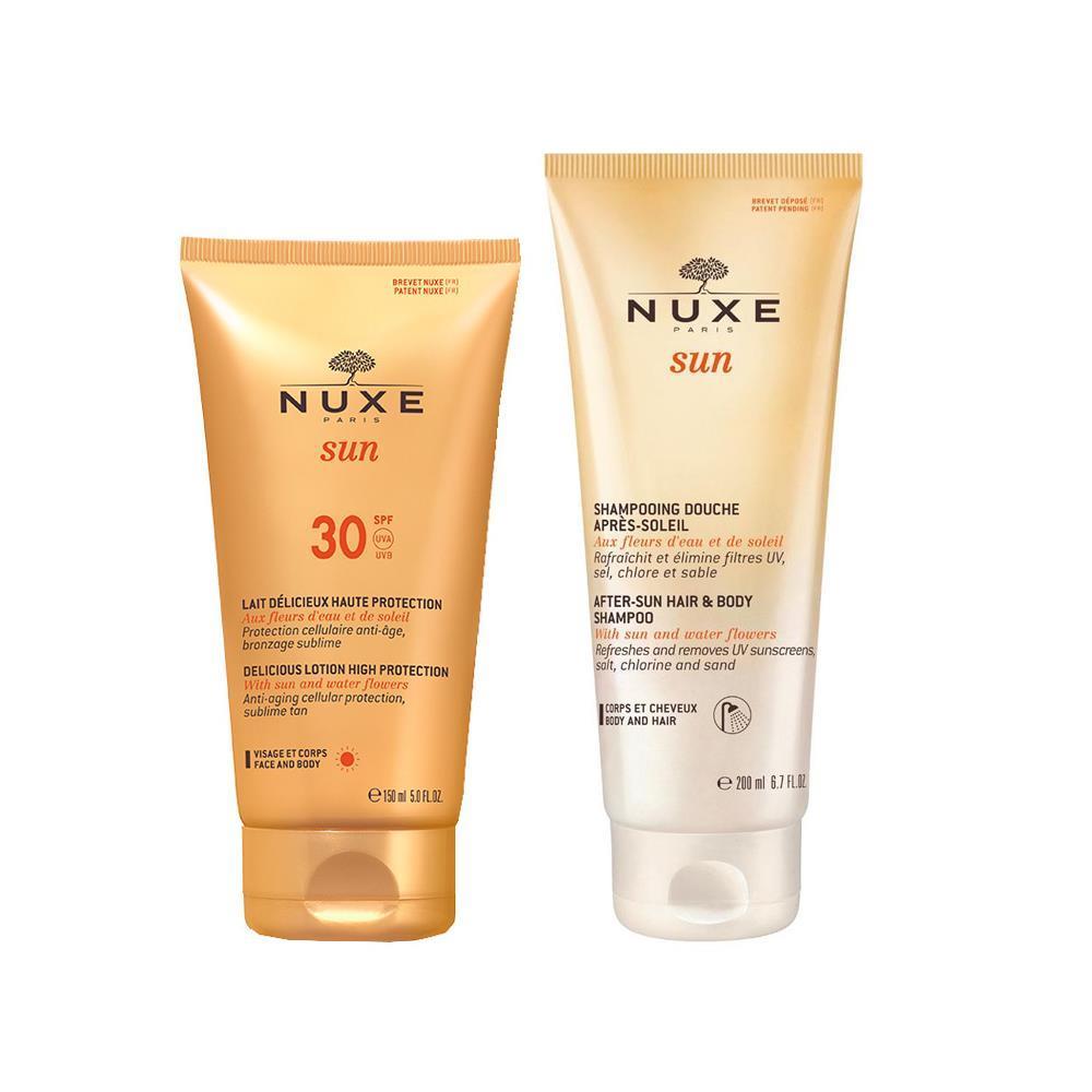 Nuxe Güneş Koruyucu Yüz ve Vücut Sütü Spf30 150 ml +Güneş Sonrası Saç ve Vücut Şampuan 200ml HEDİYE