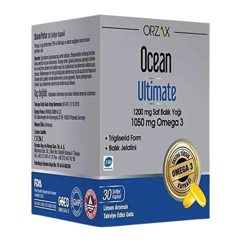 Orzax Ocean Ultimate 1200 mg Omega 3 Balık Yağı Lmon Aromalı 30 Kapsül
