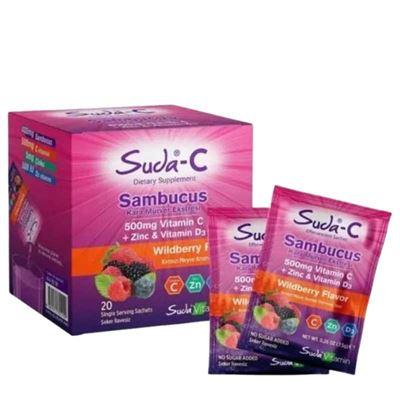 Suda Vitamin Sambucus Kara Mürver Kırmızı Meyve Aromalı 20 Şase