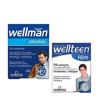 Vitabiotics Wellman & Wellteen Him - Baba ve 13-19 Yaş Genç Erkek Paket