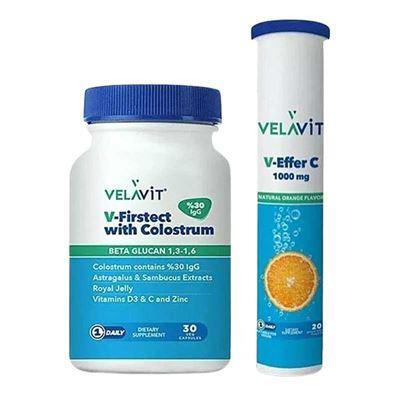 Velavit V-Firstect with Colostrum 30 Kapsül + V-Effer C 1000 mg Takviye Edici Gıda 20 Tablet