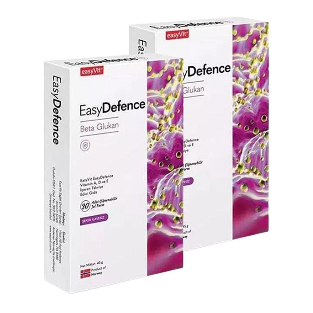 EasyVit EasyDefence Beta Glukan Çiğnenebilir Vitamin A, D Ve E İçeren Takviye Eici Gıda Tablet 30 Adet - 2li Paket