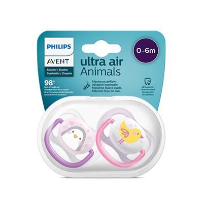Philips Avent Ultra Air Animals 0-6 Ay İkili Emzik Seti (Beyaz-Lila)