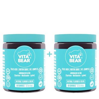 Vita Bear Strong Hair Gummy Vitamin - Biotin İçeren Çiğnenebilir Saç Vitamini 60 Adet 2'li paket