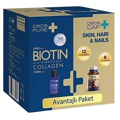 CeceMed Avantajlı Paket - CecePure Biotin 5000mcg 30ml & CeceCap Skin Hair and Nails 30 Kapsül