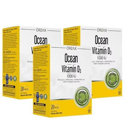 Orzax Ocean D3 Vitamini - Ocean Vitamin D3 1000 Iu Sprey 20 ml X3 Adet