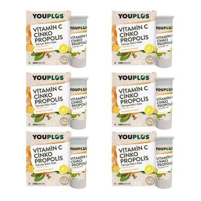 Youplus Vitamin C Çinko Propolis Takviye Edici Gıda 20 Efervesan Tablet X6 Adet	