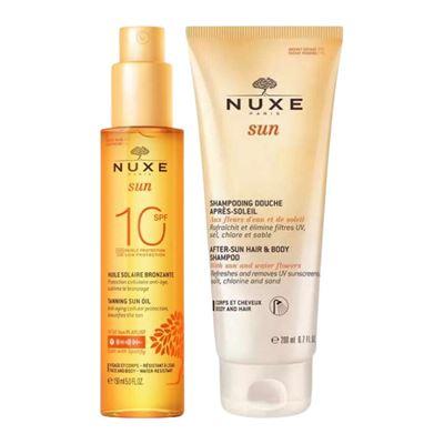 Nuxe Bronzlaştırıcı Yüz ve Vücut Yağı SPF10 150ml + Güneş Sonrası Saç ve Vücut Şampuanı 200ml
