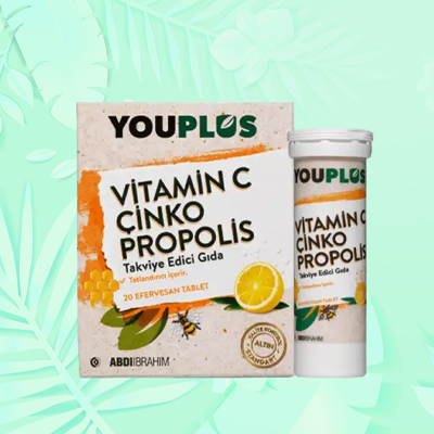 Youplus Vitamin C Çinko Propolis Takviye Edici Gıda 20 Efervesan Tablet